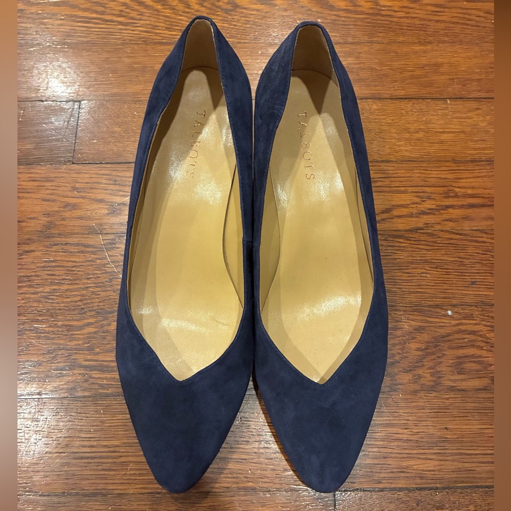 Talbots Navy Suede Pointed Toe Pumps